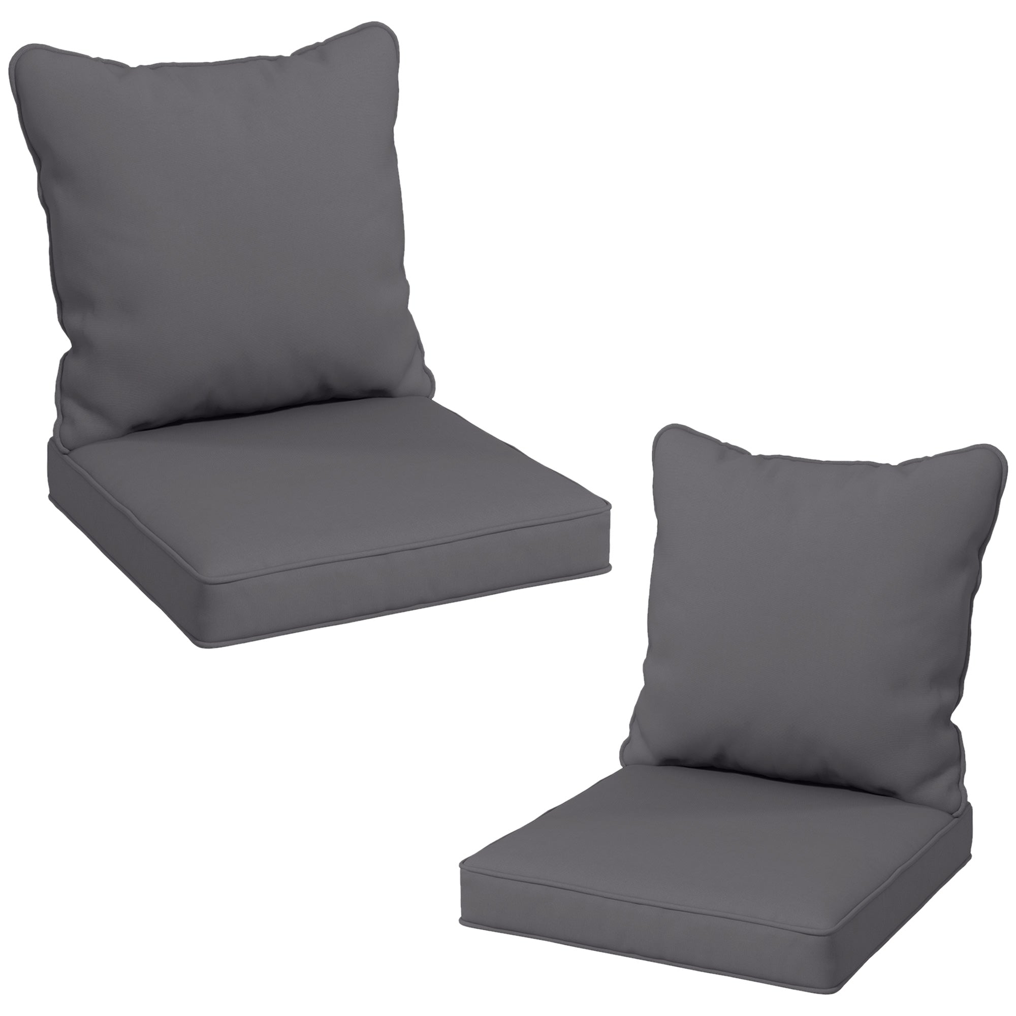 Outsunny 4-Piece Seat Cushion Back Pillows Replacement, Patio Chair Cushions Set for Indoor Outdoor, Dark Grey 