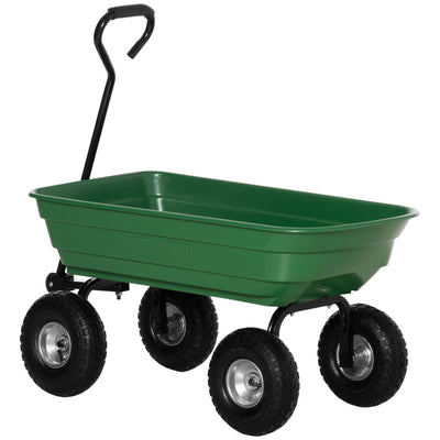 Outsunny Steel Garden Cart with Handle and 10" Pneumatic Tires, Utility Wagon Cart for Garden, Patio, Lawn, 551 lbs Capacity 