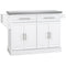 HOMCOM Rolling Kitchen Island with Storage, Portable Kitchen Cart with Stainless Steel Top, 2 Drawers, Spice, Knife and Towel Rack