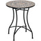 Mosaic Patio Table, Round Coffee Table with Metal Frame, Garden Furniture for Outdoor, Poolside, Green