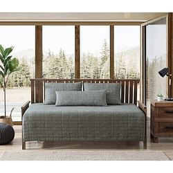 Lightweight Dark Green Brick Fish Pattern 4 Piece Cotton Daybed Cover Set - Free Shipping 