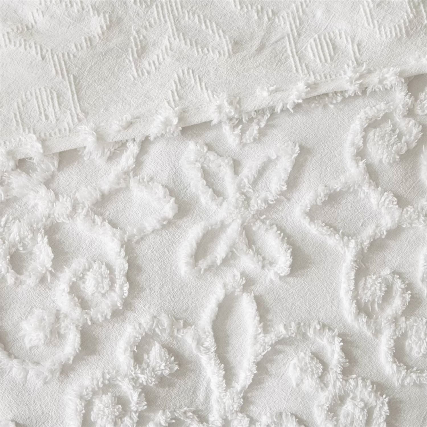 5-Piece French Country White Chenille Medallion Cotton Daybed Cover Bedding Set - Free Shipping 