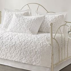 5-Piece French Country White Chenille Medallion Cotton Daybed Cover Bedding Set - Free Shipping 