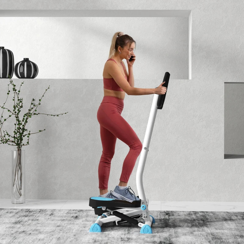 Soozier Twist Stepper Exercise Machine with Adjustable Resistance, LCD Screen - White & Blue