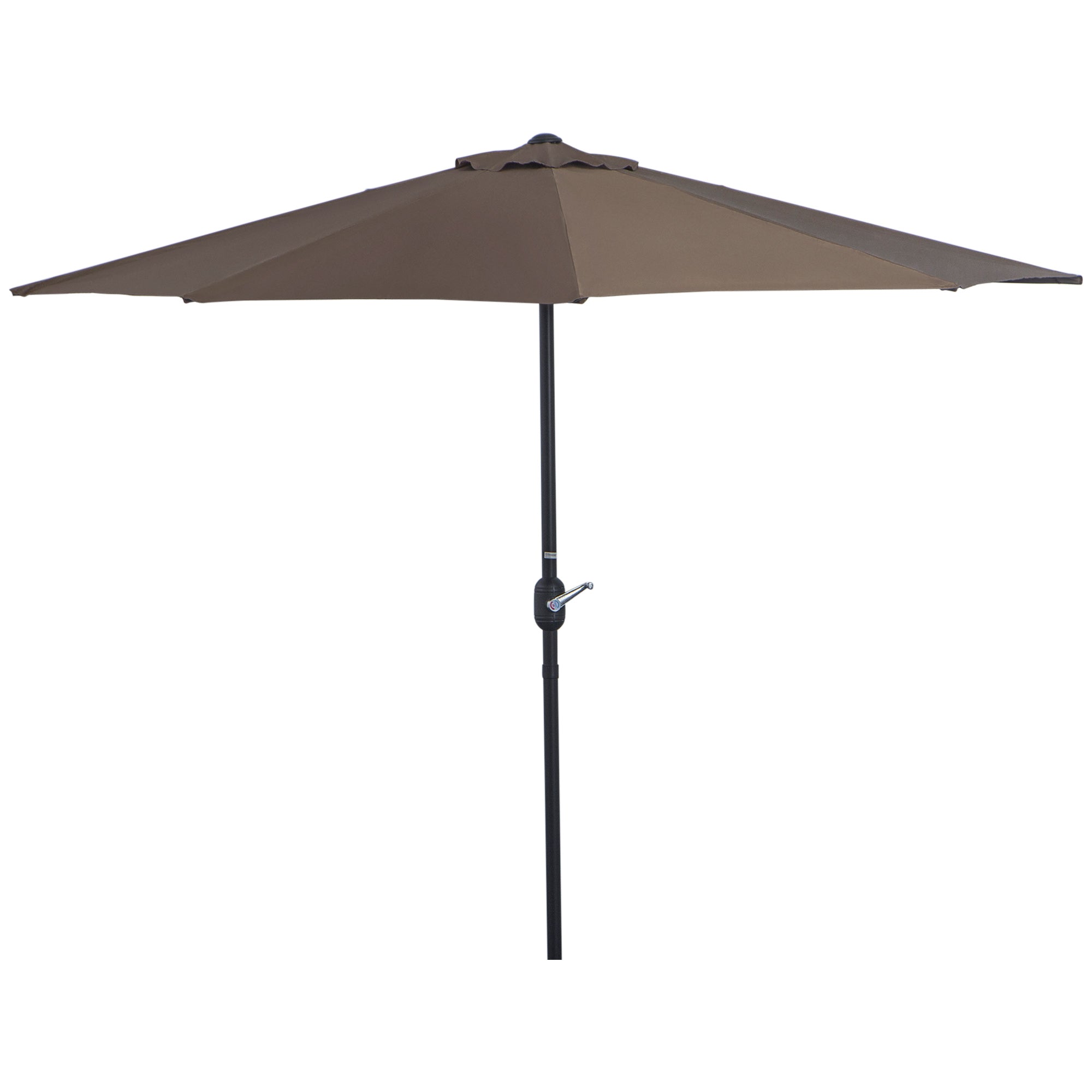 Outsunny 9ft Half Round Umbrella Outdoor Patio Garden Balcony Parasol Window Sun Shade w/ 5 Ribs Coffee 