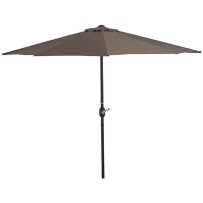 Outsunny 9ft Half Round Umbrella Outdoor Patio Garden Balcony Parasol Window Sun Shade w/ 5 Ribs Coffee 