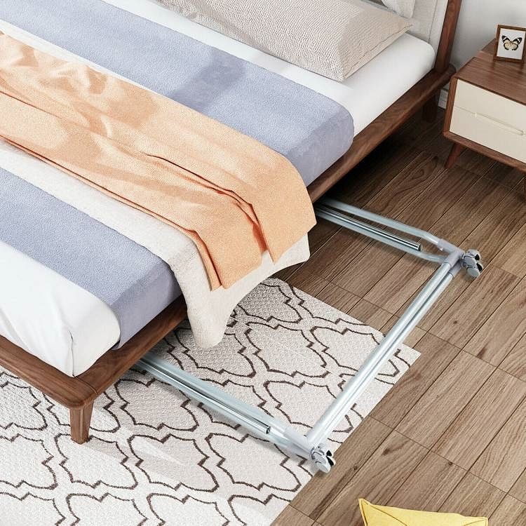 Folding Extendable Metal Garment Rack Clothes Hanging Rod with Lockable Wheels - Free Shipping 