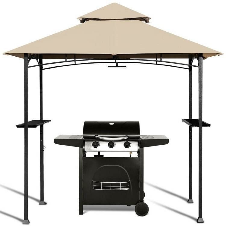 Outdoor 8 x 5 Ft Patio Grill Gazebo with Khaki Vented Canopy - Free Shipping 