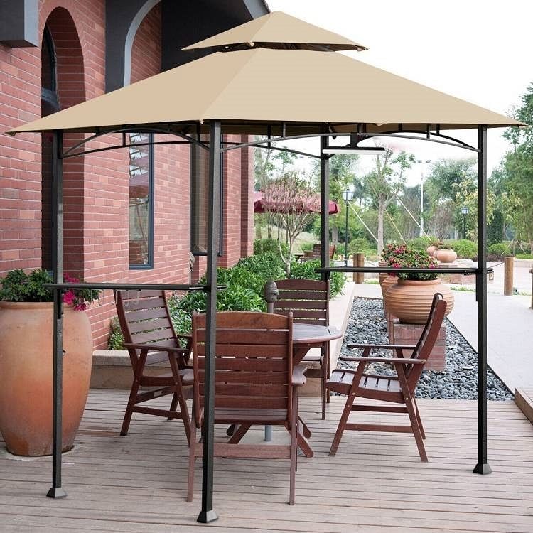 Outdoor 8 x 5 Ft Patio Grill Gazebo with Khaki Vented Canopy - Free Shipping 