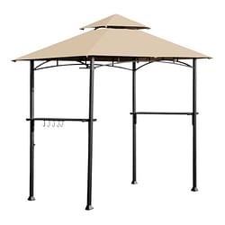 Outdoor 8 x 5 Ft Patio Grill Gazebo with Khaki Vented Canopy - Free Shipping 