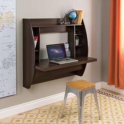 Wall Mount Space Saving Modern Laptop Computer Desk in Espresso - Free Shipping