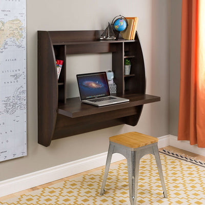 Wall Mount Space Saving Modern Laptop Computer Desk in Espresso - Free Shipping 