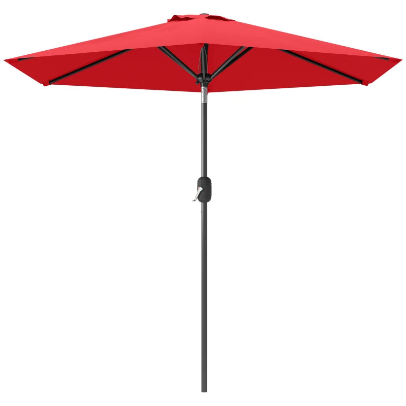 Patio Sun Umbrella, Outdoor Parasol with 6 Ribs, Wine Red