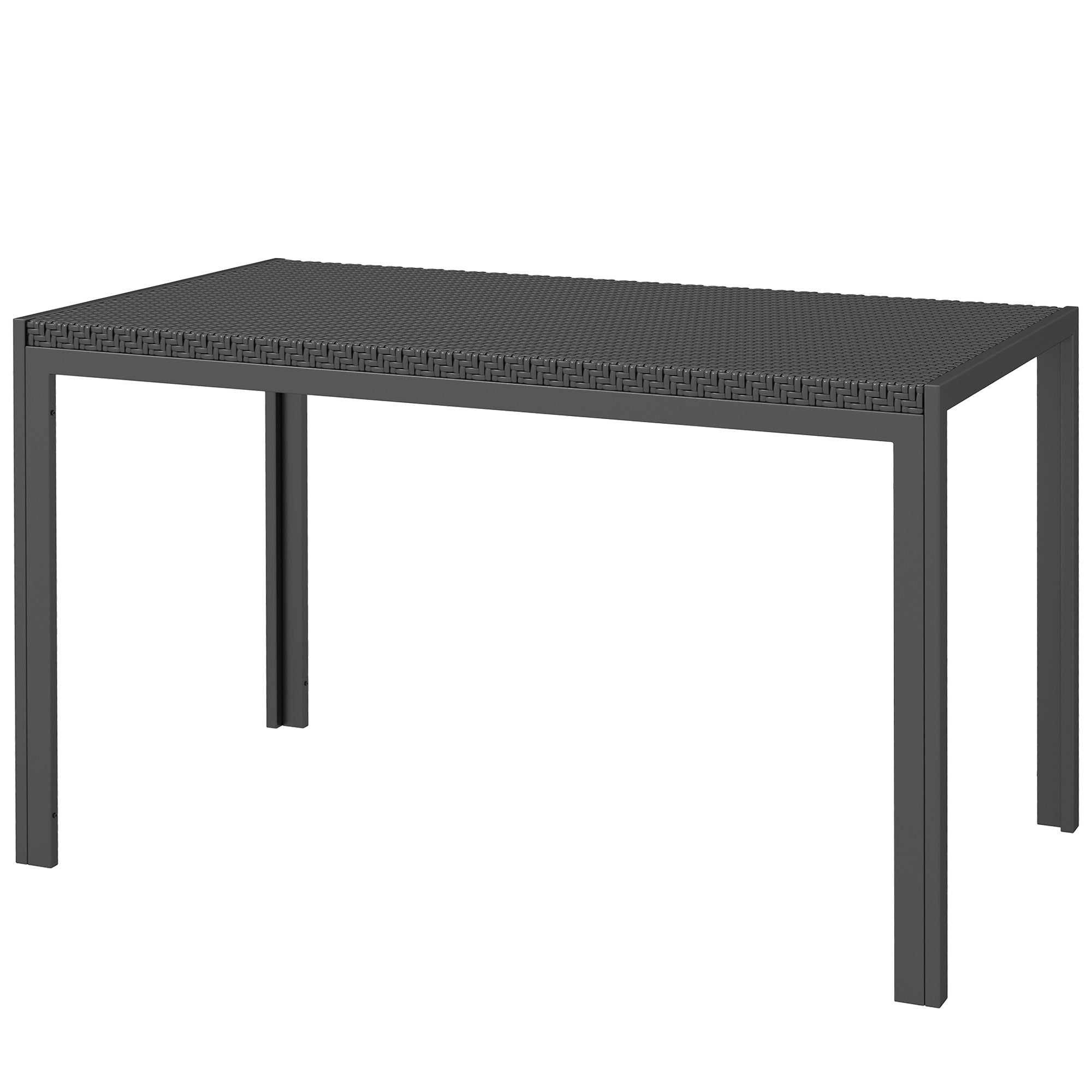 Outsunny Rectangular Outdoor Dining Table, 4-Seat Patio Table with PE Rattan Wicker Tabletop for Backyard and Lawn, Black 