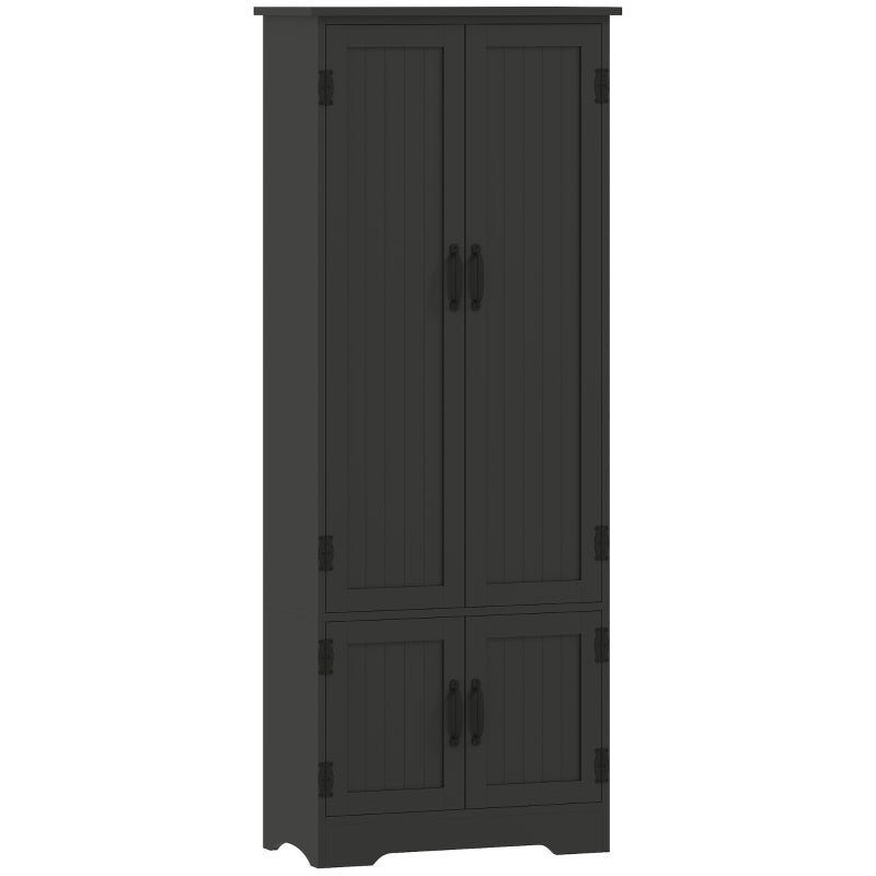 60" 4-Door Storage Cabinet Multi-Storey Large Space Pantry with Adjustable Shelves Black