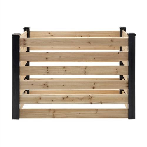 120 Gallon Outdoor Cedar Wooden Compost Bin in Natural Black Wood Finish - Free Shipping 