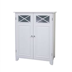 White 2-Door Bathroom Floor Cabinet with Adjustable Storage Shelf - Free Shipping 