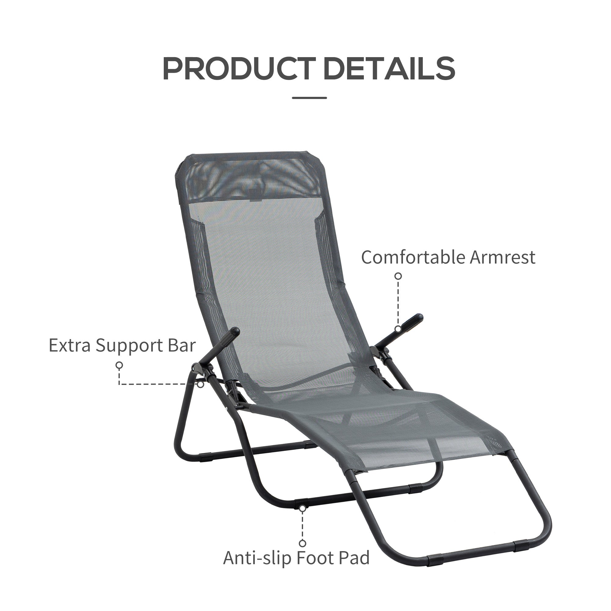 Outsunny Mesh Tranquility: Zero Gravity Lounge Chair Recliners, Folding Rocking Chair, Outdoor Chaise Lounge for Beach, Poolside, Grey 