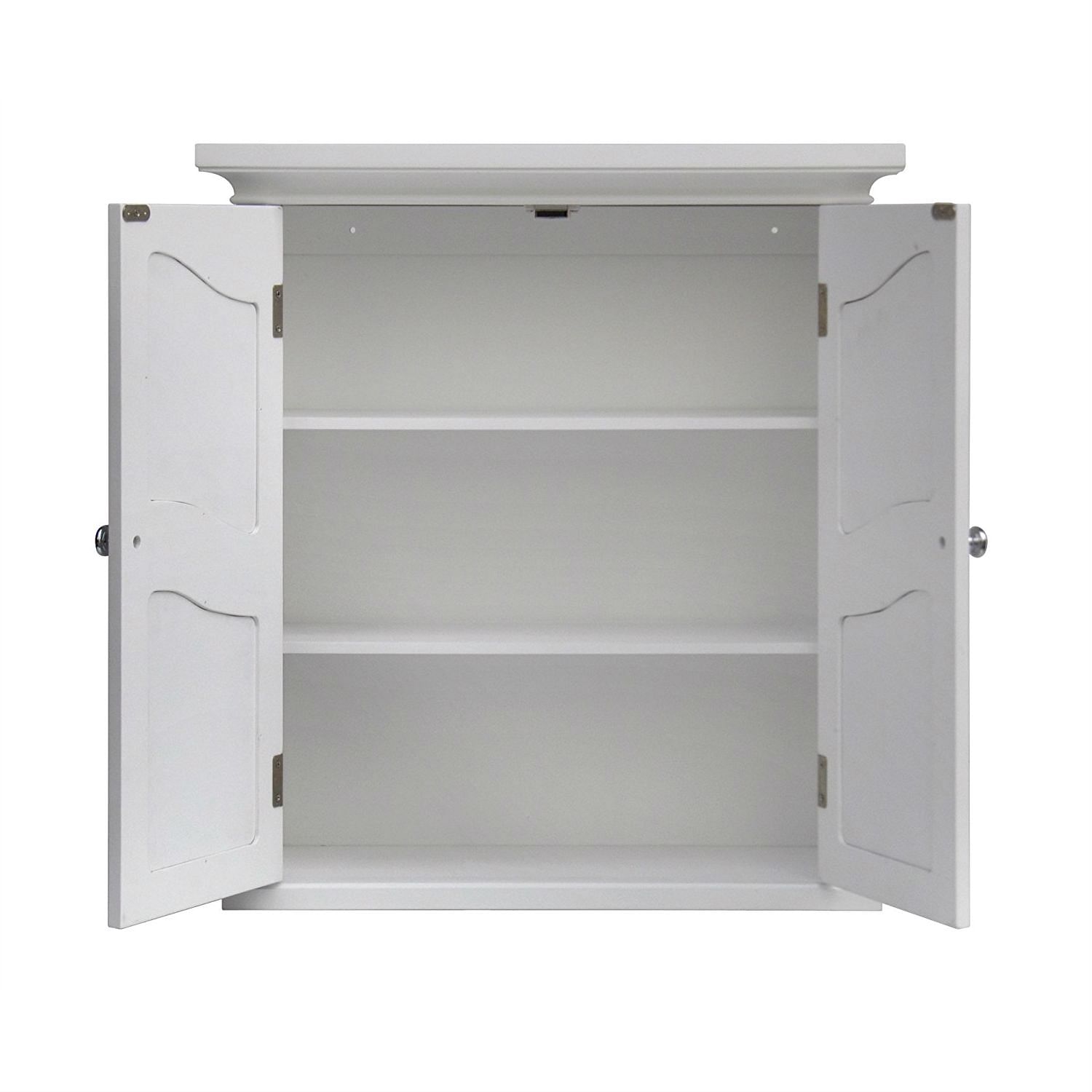 French Classic Style 2 Door Bathroom Wall Cabinet in White - Free Shipping