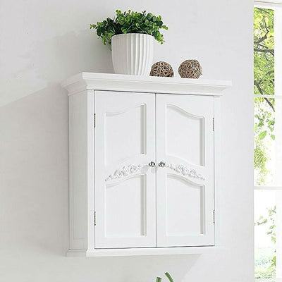 French Classic Style 2 Door Bathroom Wall Cabinet in White - Free Shipping 