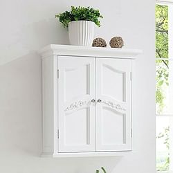 French Classic Style 2 Door Bathroom Wall Cabinet in White - Free Shipping