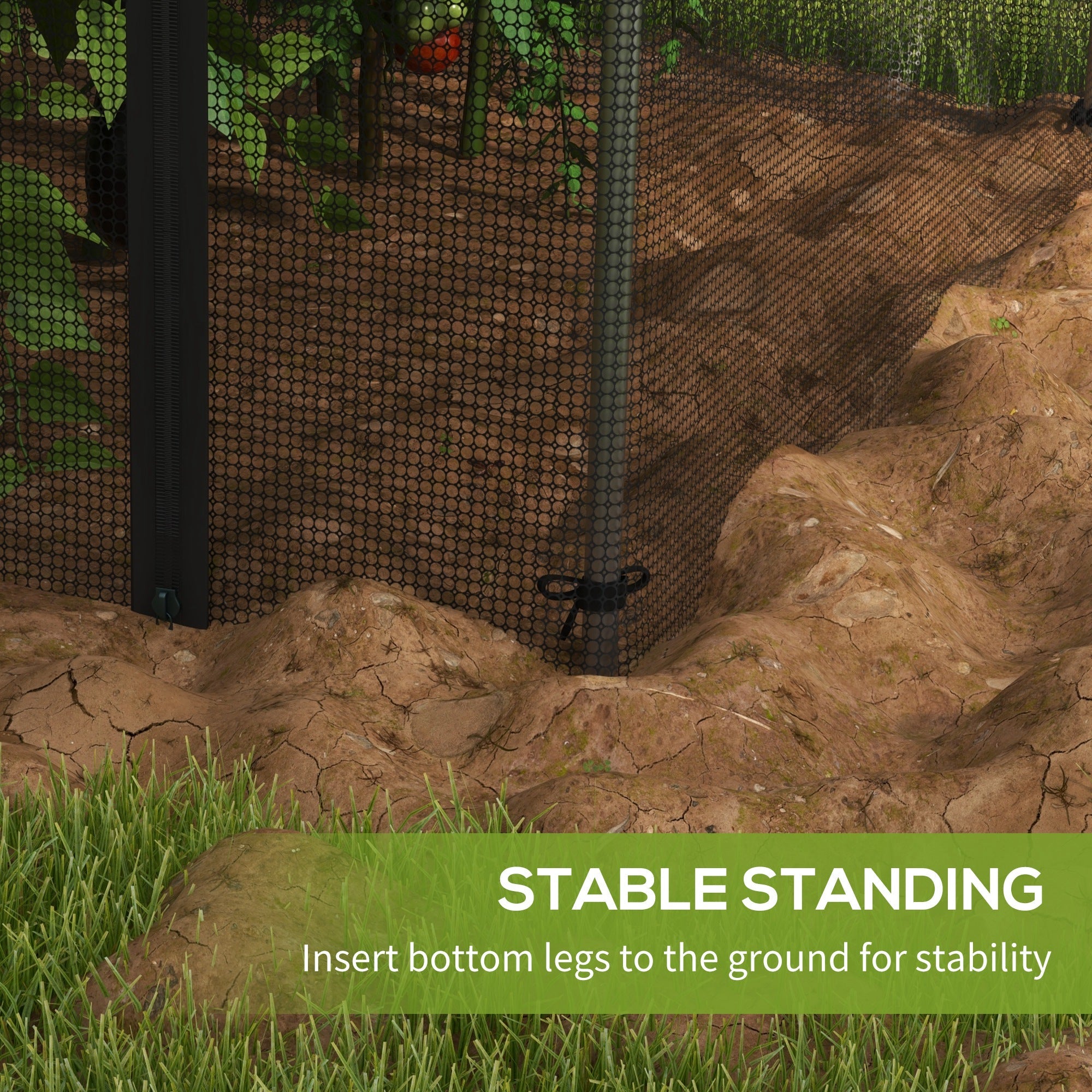 Outsunny Galvanized Steel Crop Cage, Plant Protection Tent with Zippered Door, 4' x 4', Black 