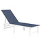 Outdoor Lounge Chair, 5-Position Reclining Outdoor Chaise Lounge Tanning Chair with Mesh Seat, Dark Blue