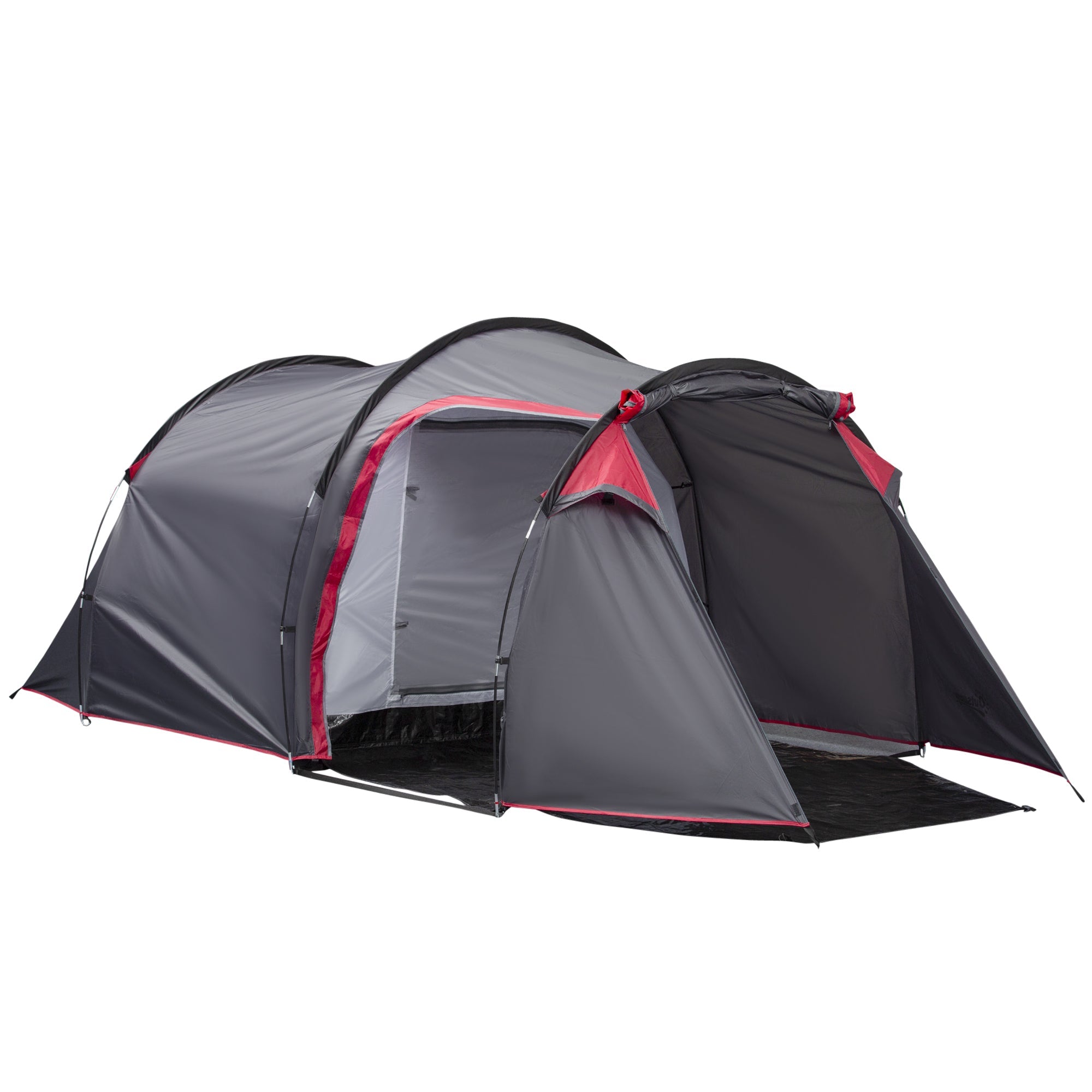Outsunny Pop Up Camping Tent for 2-3 Person with Screen Room Zippered Doors Carry Bag for Outdoor Fishing Hiking Dark Grey 