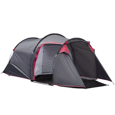 Outsunny Pop Up Camping Tent for 2-3 Person with Screen Room Zippered Doors Carry Bag for Outdoor Fishing Hiking Dark Grey 