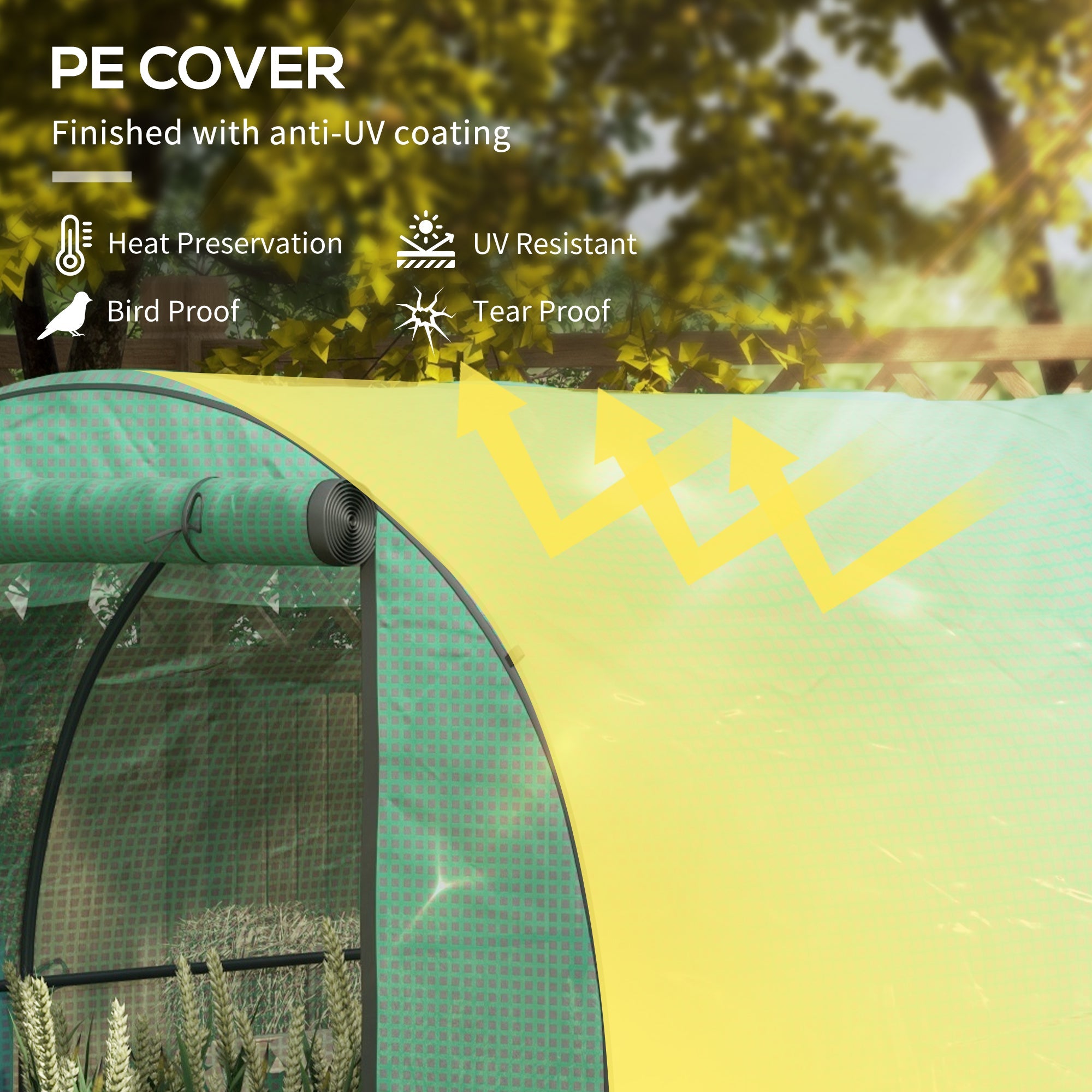 Outsunny Polytunnel Grow Haven: 6.6x10x6.6FT Walk-In Grow House with Plastic Cover, Door Mesh Window Steel Frame 