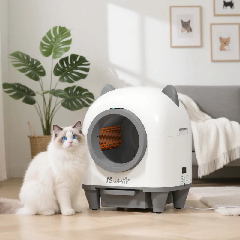 Automatic Cat Litter Box with App Control, Odor Isolation, Safety Protection, Anti-Pinch, 1 Roll Garbage Bag