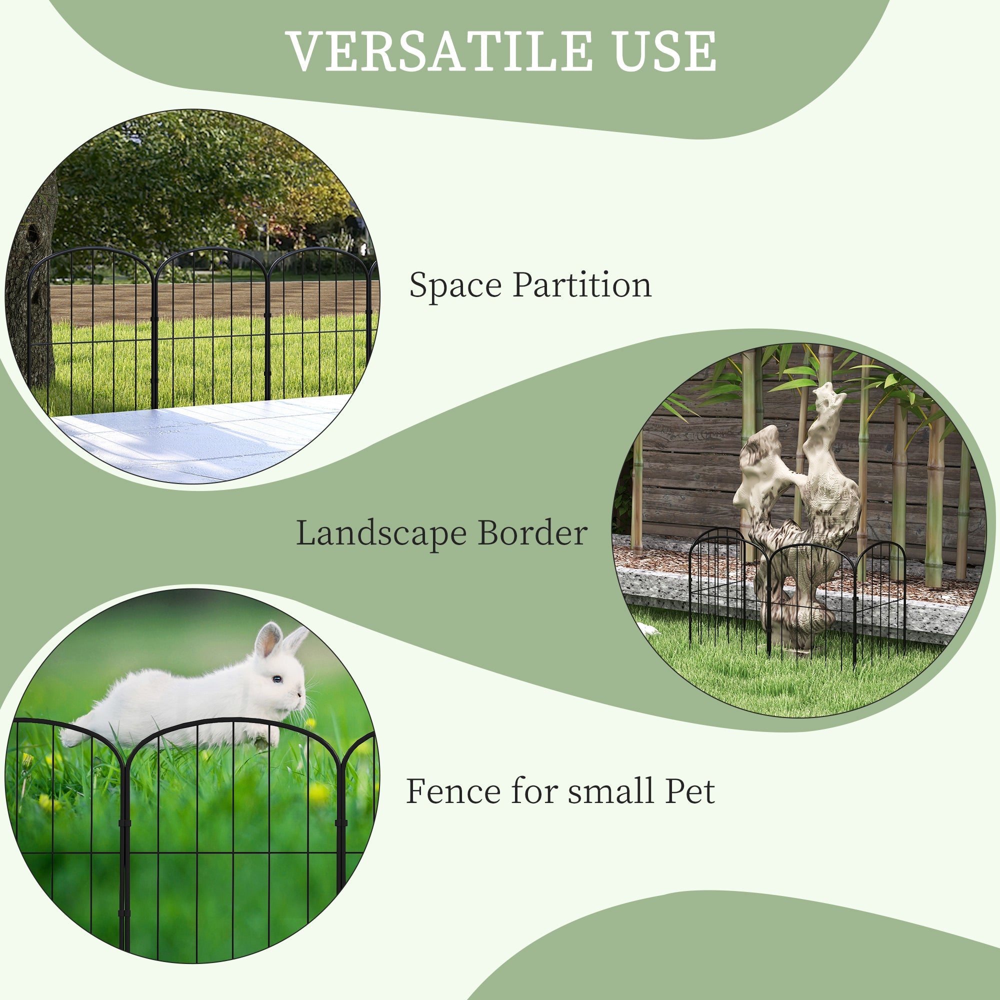 Outsunny 4 Pack Arched Black Metal Garden Fencing Border Decorative Fence Panels Flower Edging Animal Barrier 