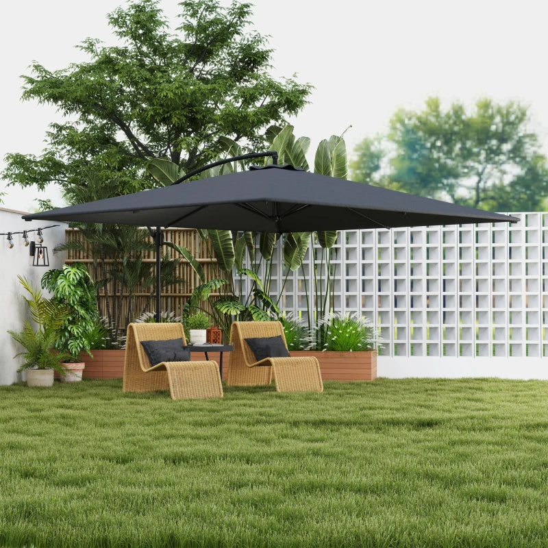 Rectangular Cantilever Parasol 111" x 150.4", Outdoor Garden Umbrella with Adjustable Tilt, UV Protection UPF50+, Grey