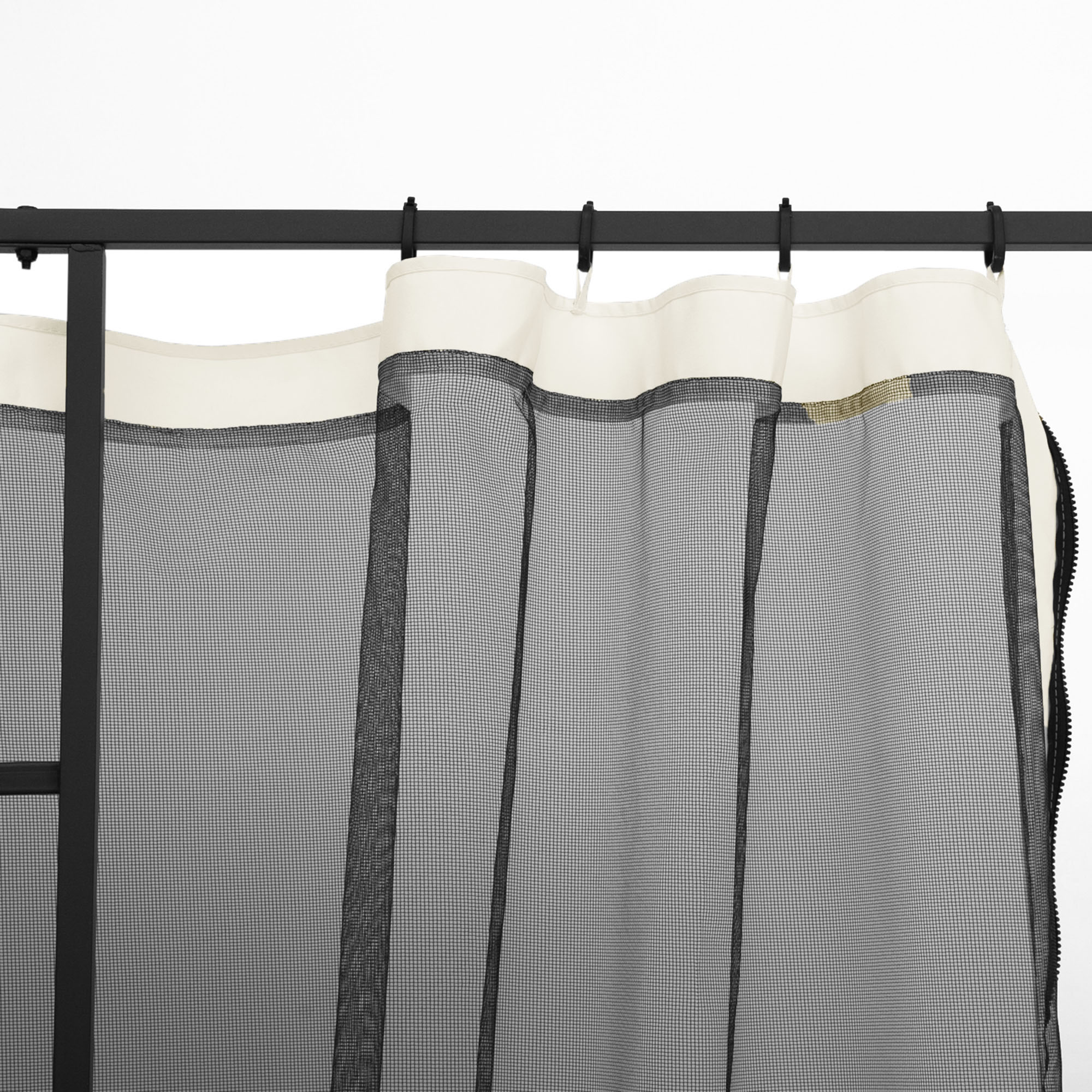Outsunny Replacement Mosquito Netting for Gazebo 10' x 10' Black Screen Walls for Canopy with Zippers, White 