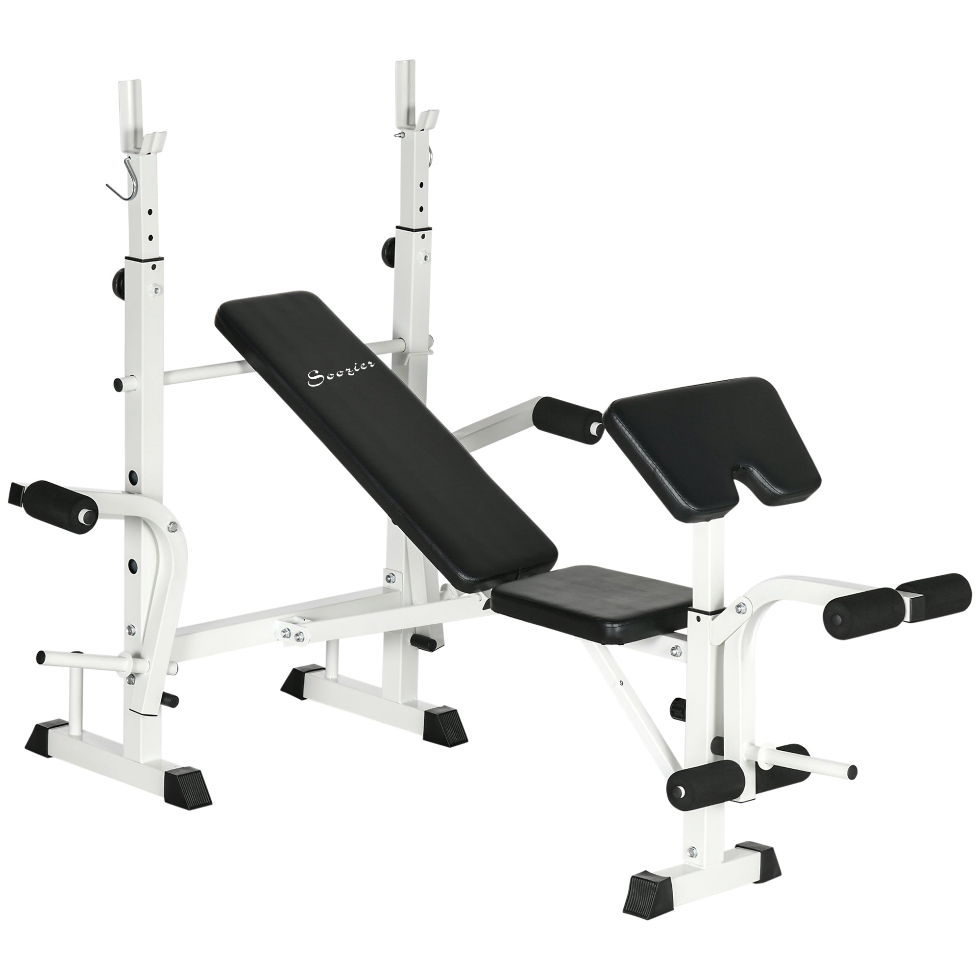 Soozier Adjustable Weight Bench Set with Squat Rack Preacher Curl Pad Leg Developer Butterfly Storage Home Gym 