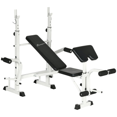 Soozier Adjustable Weight Bench Set with Squat Rack Preacher Curl Pad Leg Developer Butterfly Storage Home Gym 
