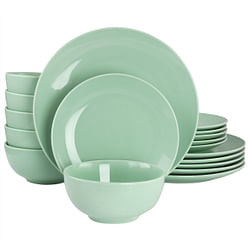 Elama Luna 18 Piece Porcelain Dinnerware Set in Mint - Free Shipping 