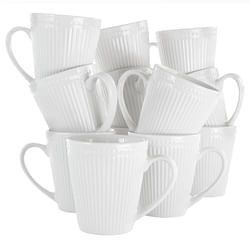 Elama Madeline 12 Piece Porcelain Mug Set in White - Free Shipping