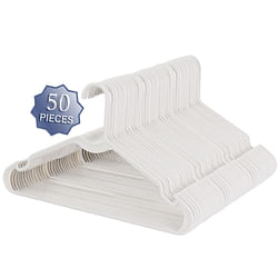 Elama Home 50 Piece Plastic Hanger Set with Notched Shoulders in White - Free Shipping 