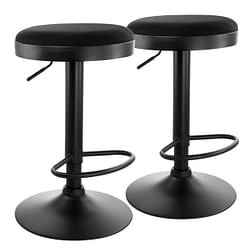 Elama 2 Piece Backless Adjustable Fabric Bar Stool in Black with Black Base - Free Shipping