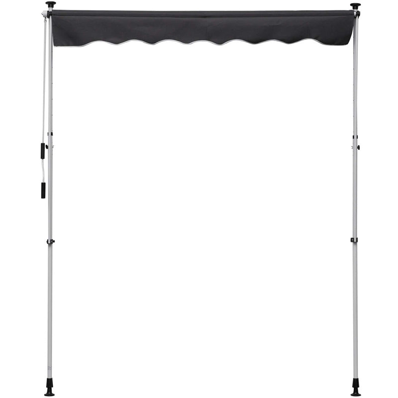 6.6'x5' Manual Retractable Patio Awning Window Door Sun Shade Deck Canopy Shelter Water Resistant UV Protector Grey