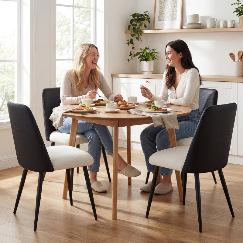 Dining Chairs Upholstered Kitchen Chairs Set of 2 with Steel Legs and Padded Seat for Dining Room, Kitchen, Black