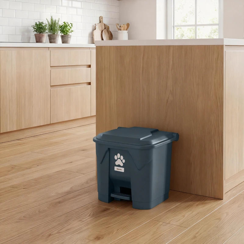 Dog Poop Outdoor Garbage Bin, 8 Gal Pet Waste Garbage Can with Lid and Pedal, Waterproof Plastic Trash Can, Black