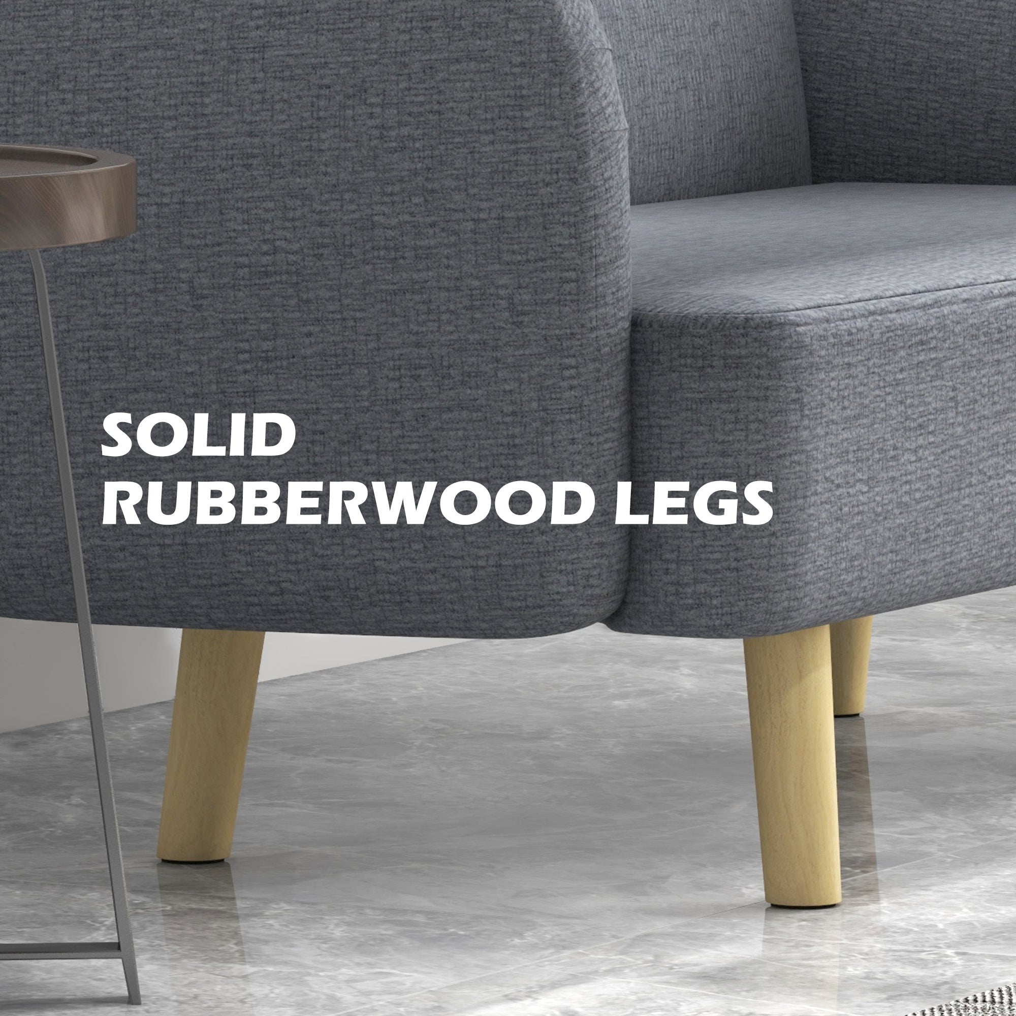 HOMCOM Velvet Feel Fabric 2 Seater Sofa, Small Sofa Loveseat with 8.3" Thick Padding and Wood Legs, Grey 