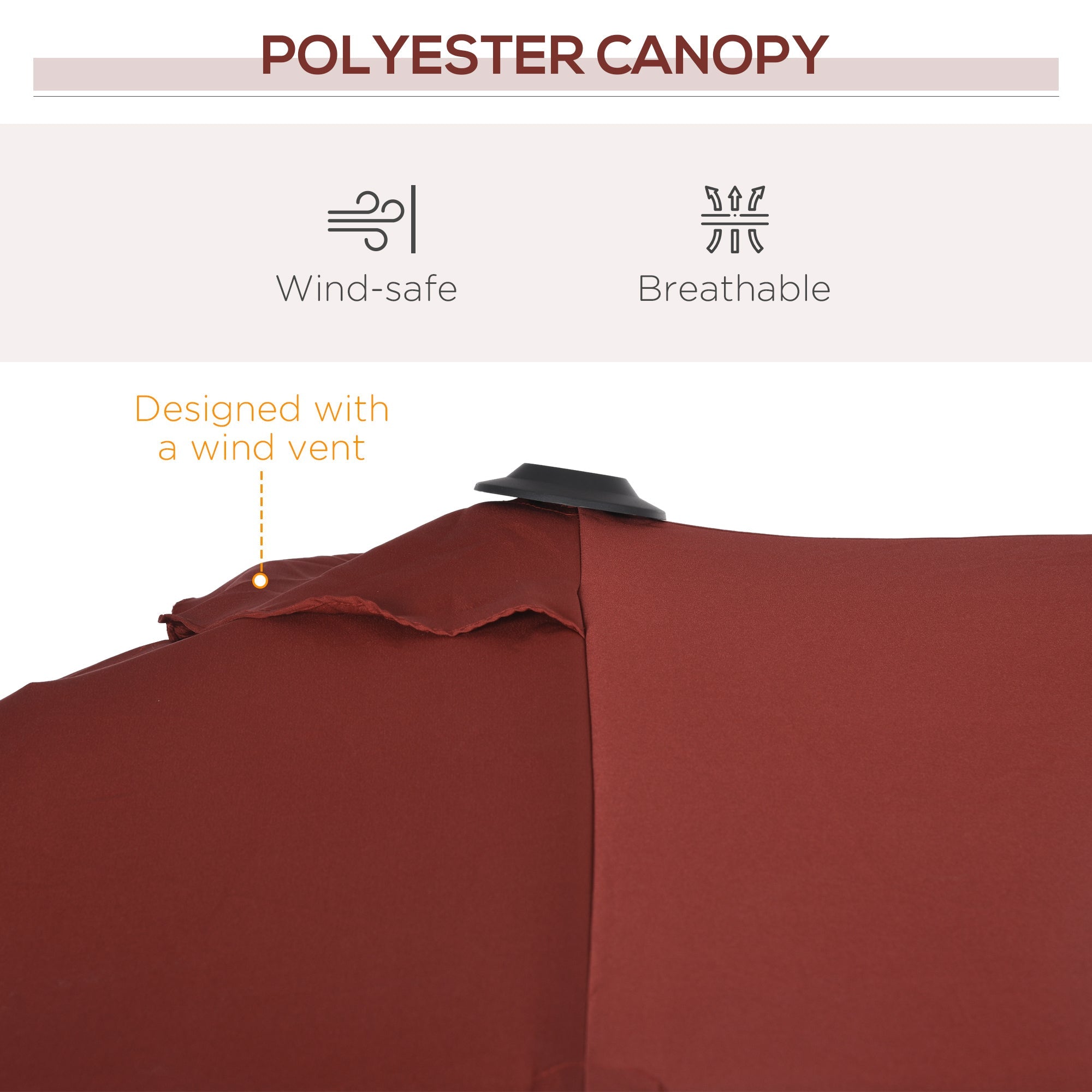 Outsunny Double Sided Patio Umbrella with Adjustable Height Tilt Function Vents 12 Ribs for Outdoor Garden Deck Pool Wine Red 