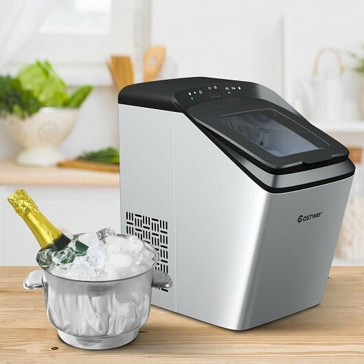 Stainless Steel Ice Maker 33Lbs/ 24Hrs Self-Clean Function with Scoop - Free Shipping 