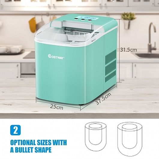 26 lbs Countertop LCD Display Ice Maker with Ice Scoop-Light Green - Free Shipping