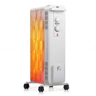 1500 W Oil-Filled Heater Portable Radiator Space Heater with Adjustable Thermostat-White - Free Shipping 
