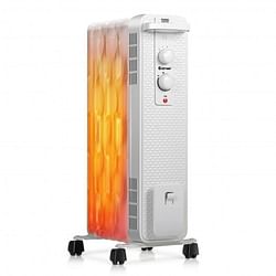 1500 W Oil-Filled Heater Portable Radiator Space Heater with Adjustable Thermostat-White - Free Shipping