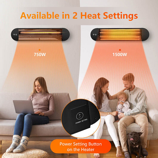 750W/1500W Wall Mounted Infrared Heater with Remote Control - Free Shipping